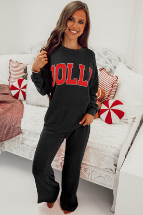 Black JOLLY Corded Top and Pants Set