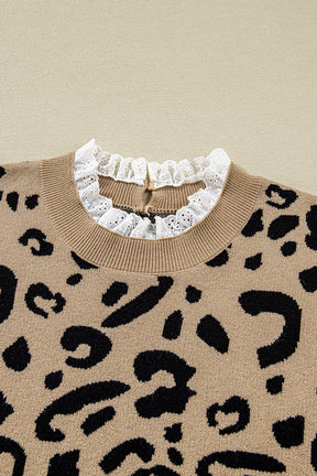 Barely Wild Pattern Lace Ribbed Plus Size Sweater