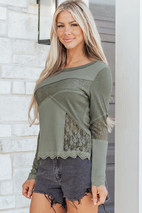 Soft Lace Beauty Waffle Ribbed Top