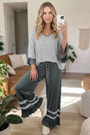 Ruffle Me Cozy Top And Pant Set (2 Colors)