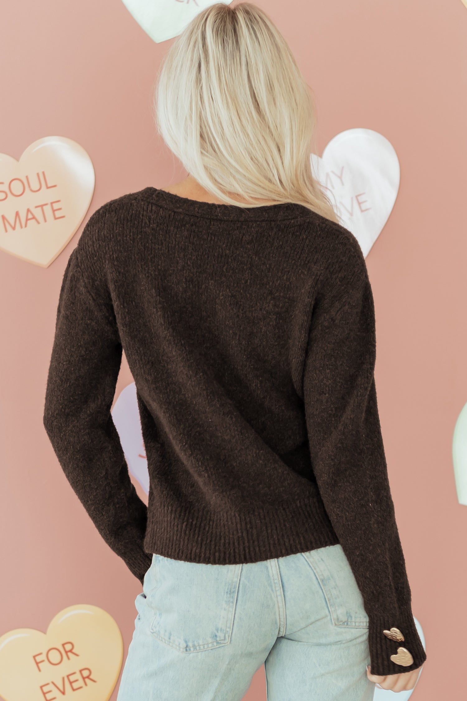 Every Beat Of My Heart Brown Sweater
