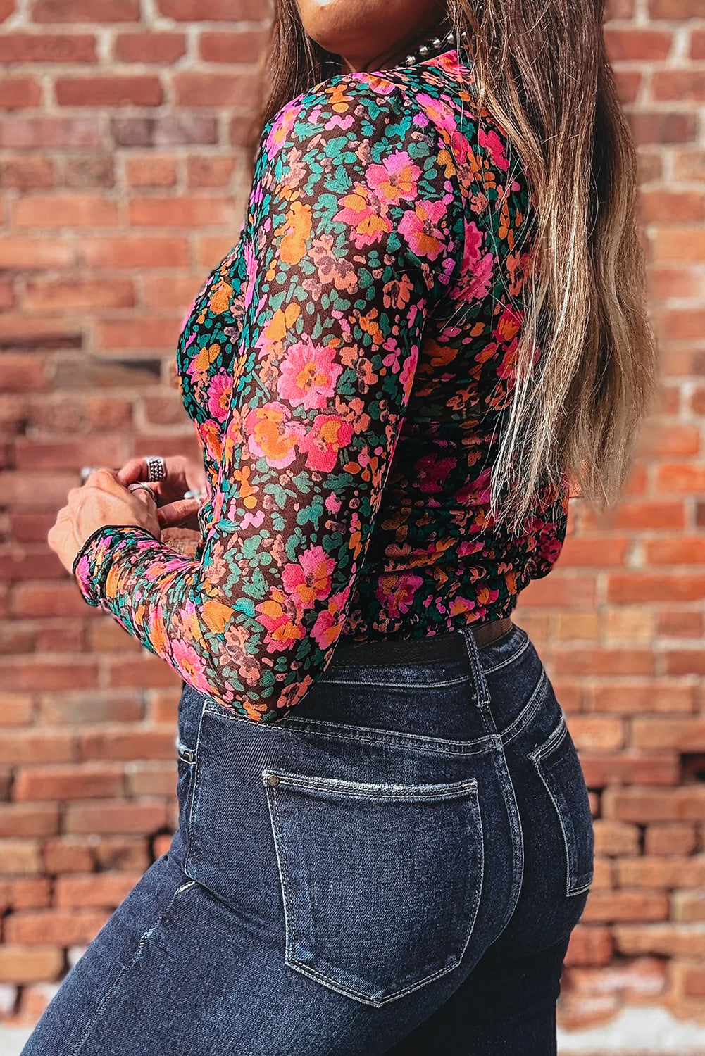 Flower Filled Moments Mesh Top