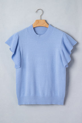 Daily Classic Blue Ruffle Sleeve Top