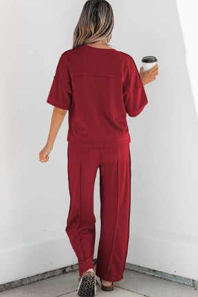 Here For It Racing Red Top and Barrel Pant Set