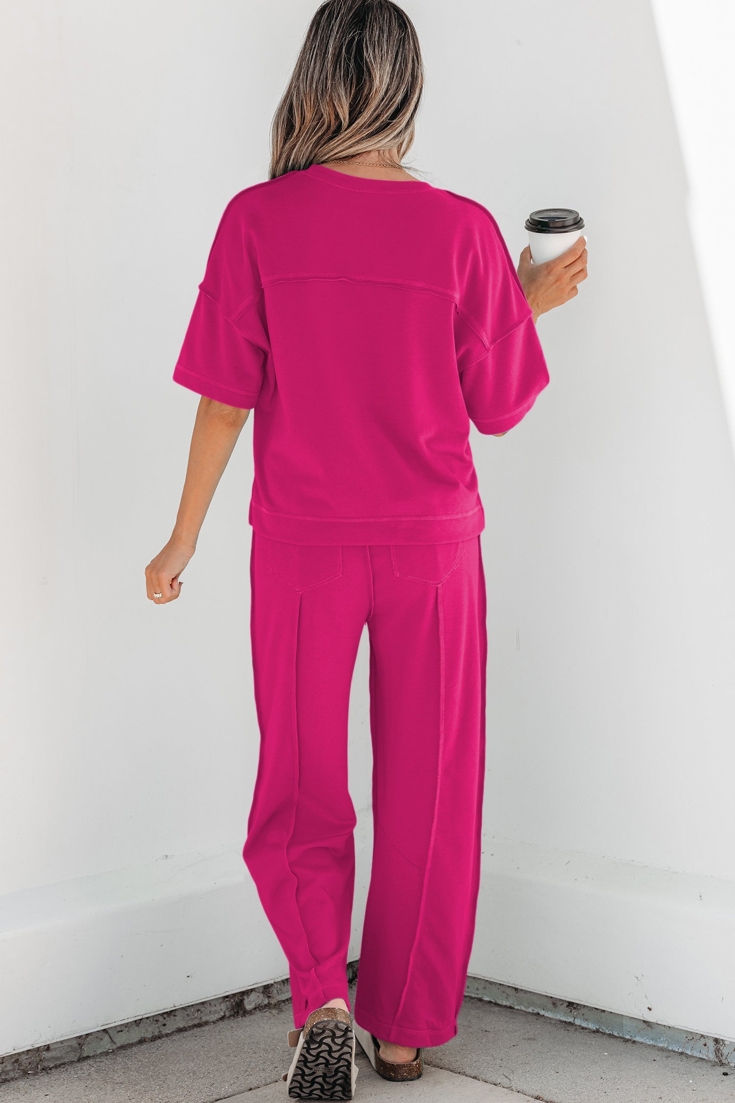 Here For It Rose Red Top and Barrel Pant Set