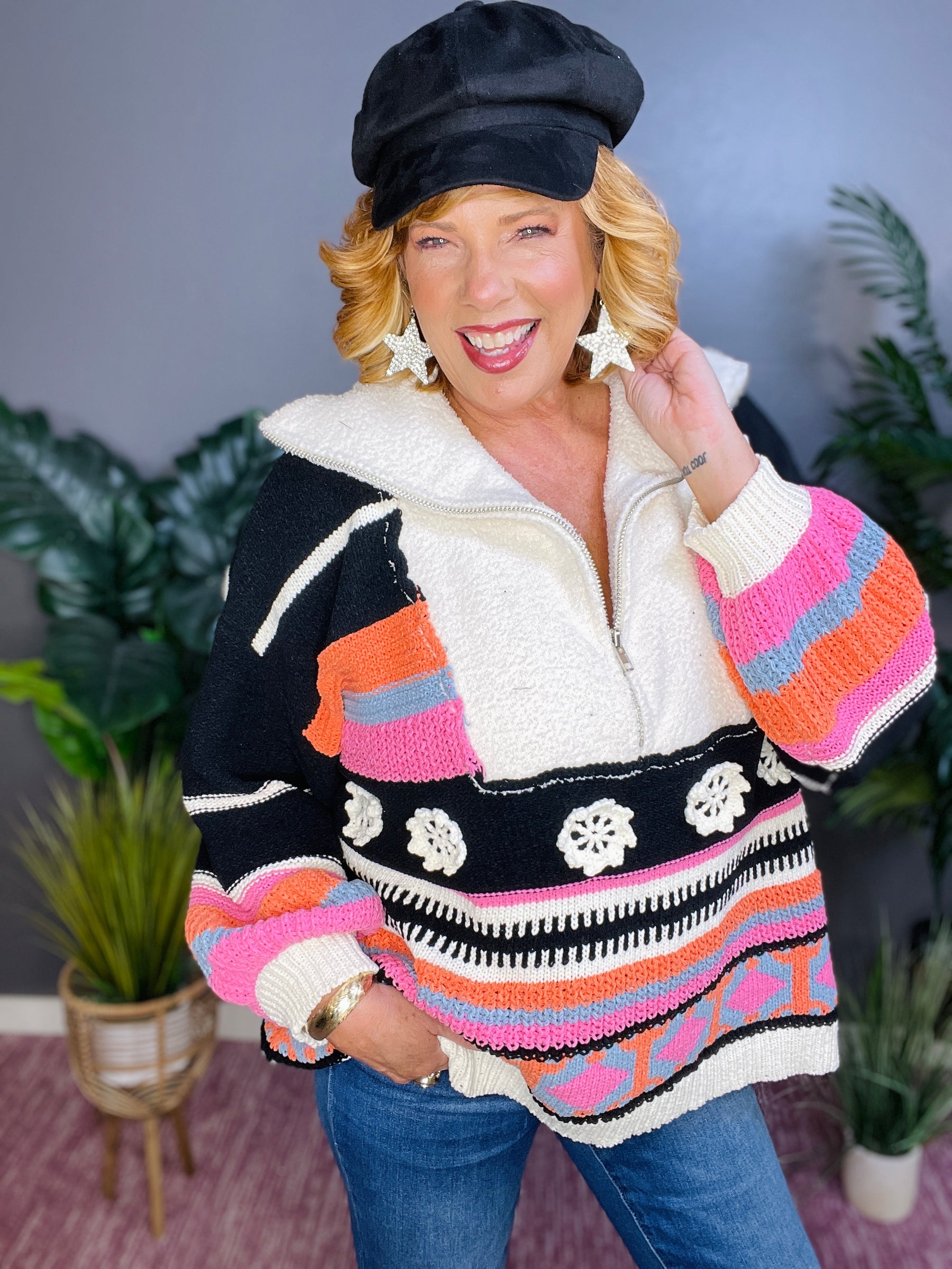 Warm And Cozy Half Zip Sweater - OT013MU