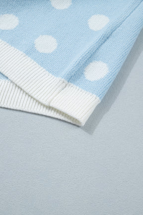 Haute Spot Blue Polka Dot Sweater Top