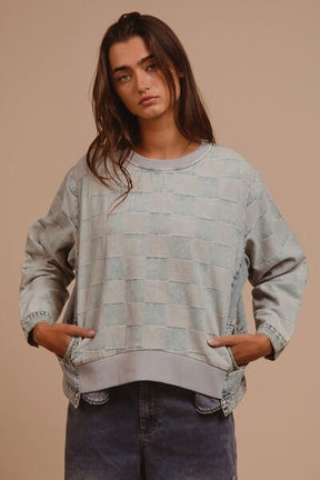 In Check Mode Mineral Washed Checkered Top - T10991DN