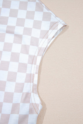 Check On That Apricot Checkered Jumpsuit