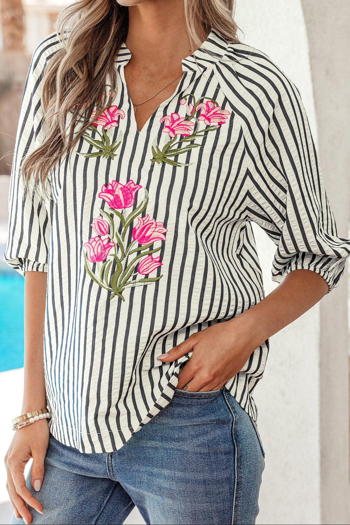 Hoping You'd Notice Floral Stripe Top