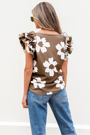 Let it Blossom Floral Ruffled Sleeve Top