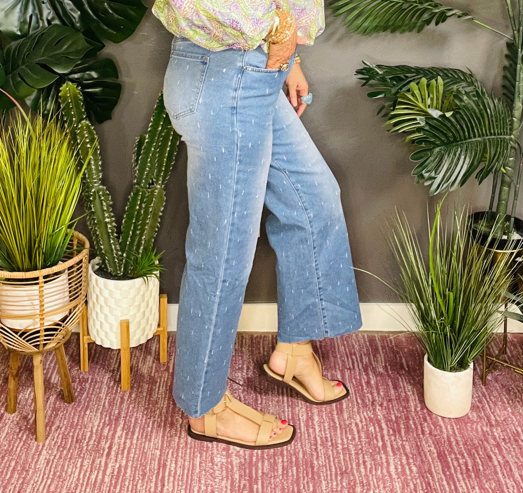 Posie Distressed Tummy Control Raw Hem Jeans