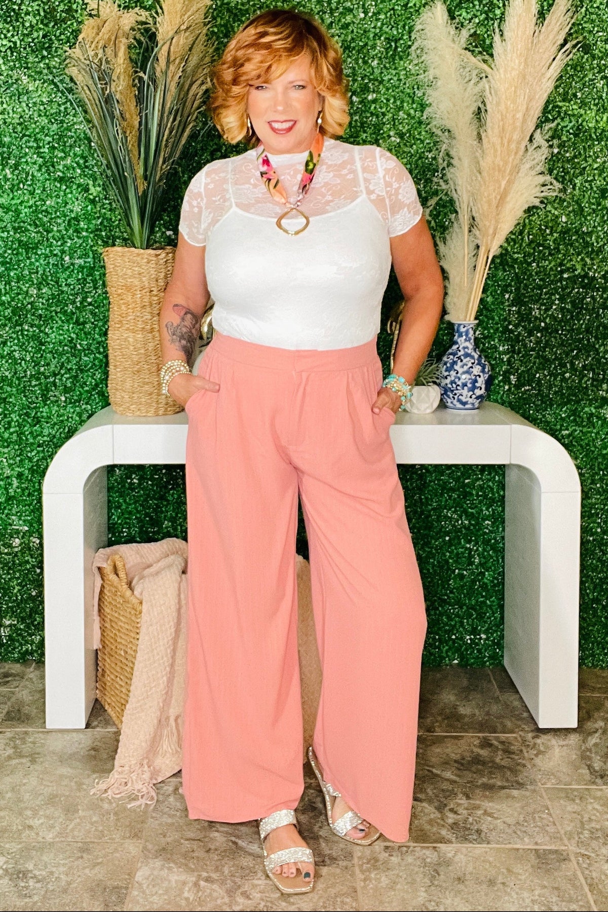 Carefree Moment Rose Wide Leg Pant - P090RO