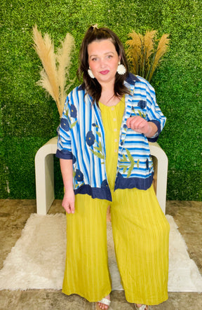 Dashing Darling Blue Floral Stripe Top