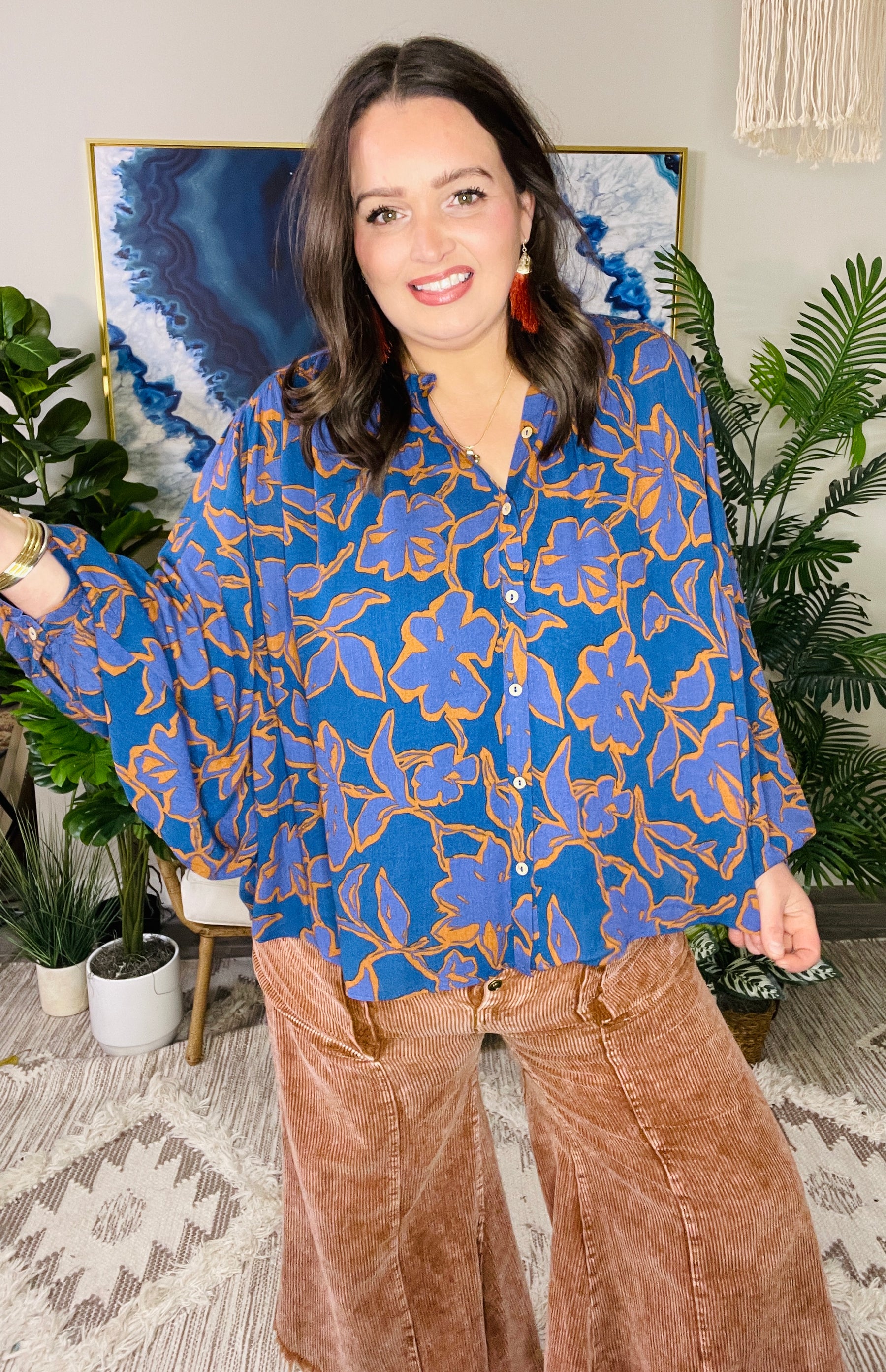 Autumn In The Air Indigo Top - T003IN