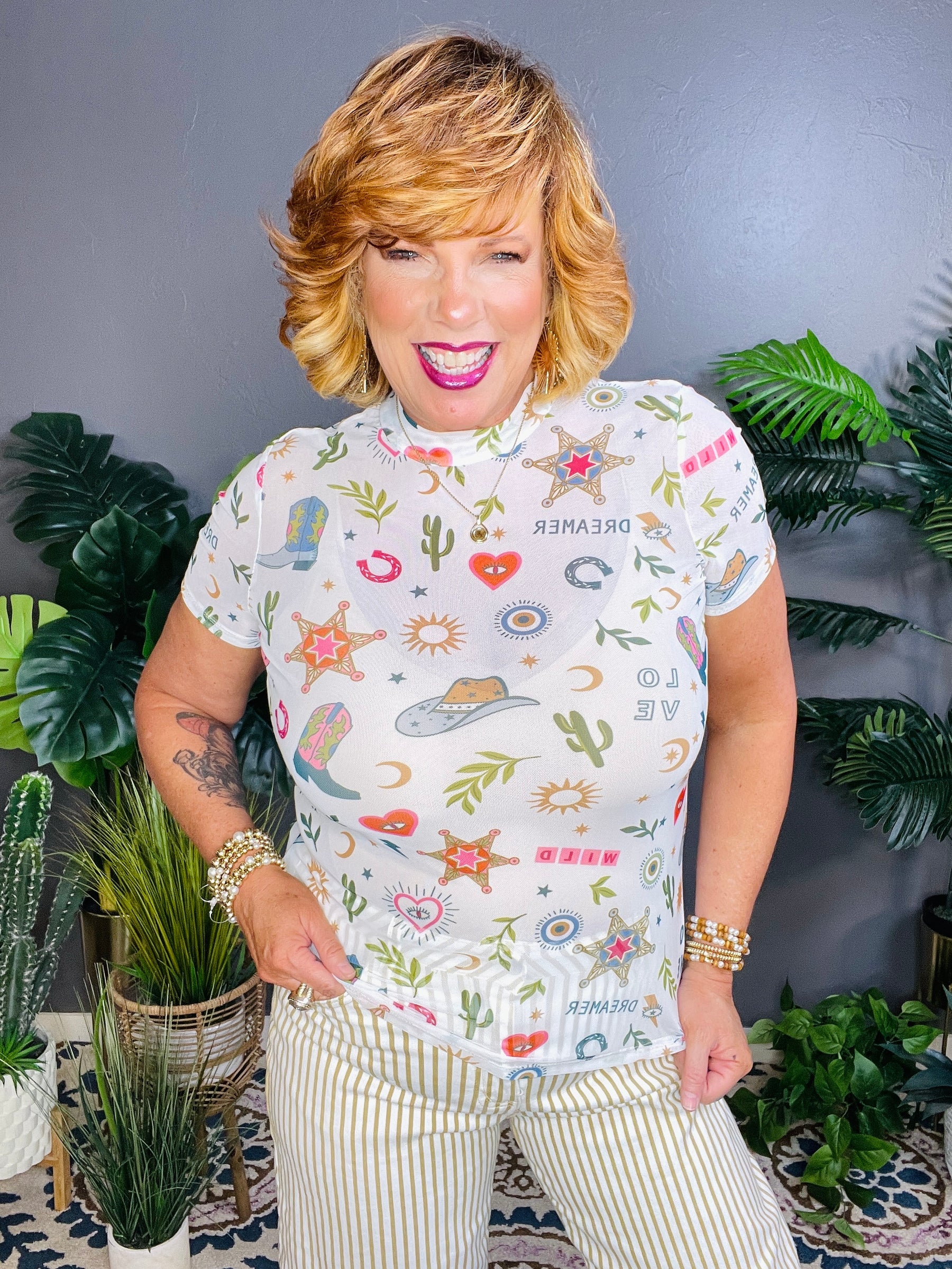 Giddy Up Glam Mesh Top