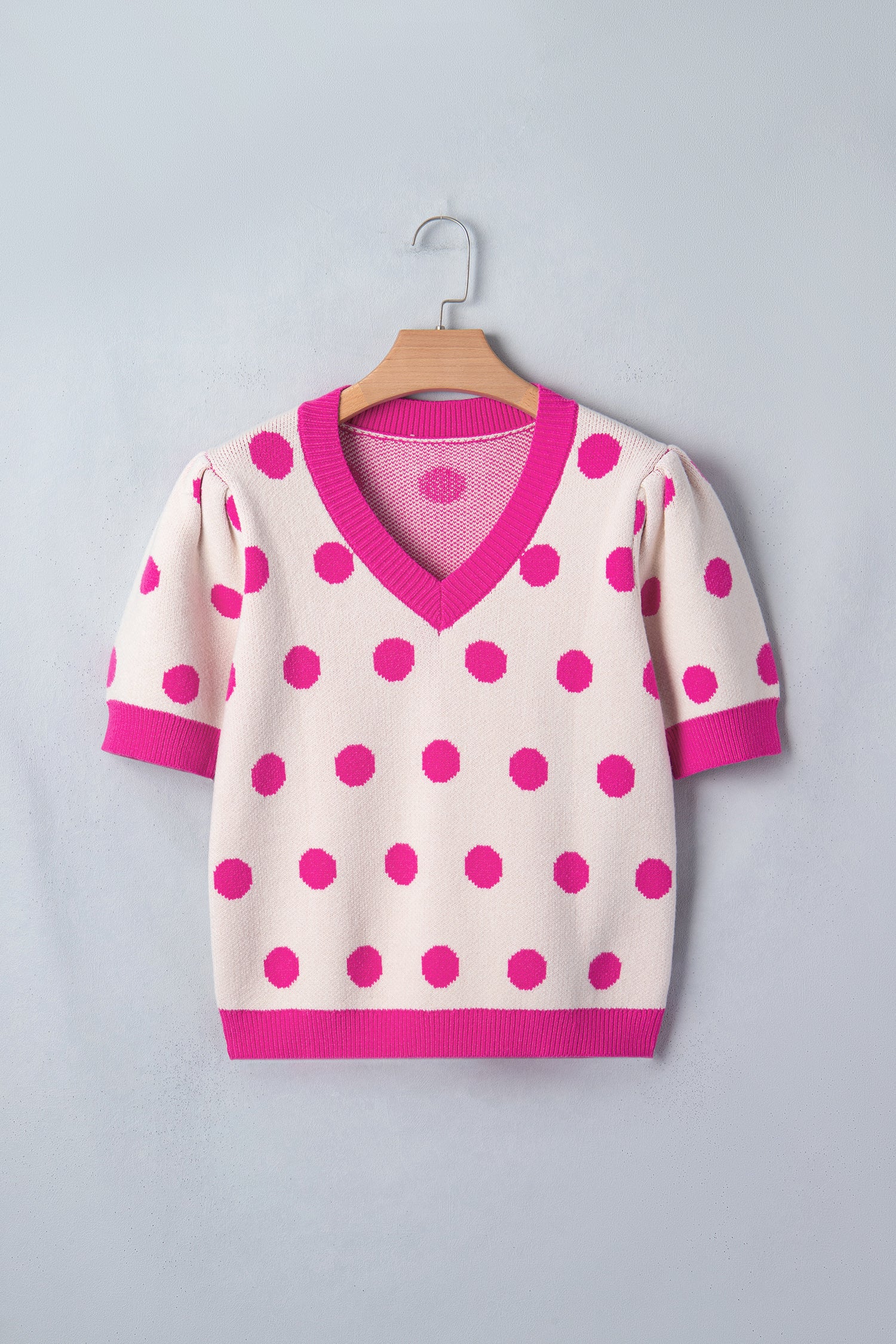 Haute Spot Pink Polka Dot Sweater Top