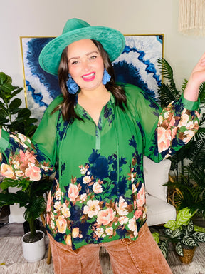 Enchanted Garden Emerald Green Top - S989GN