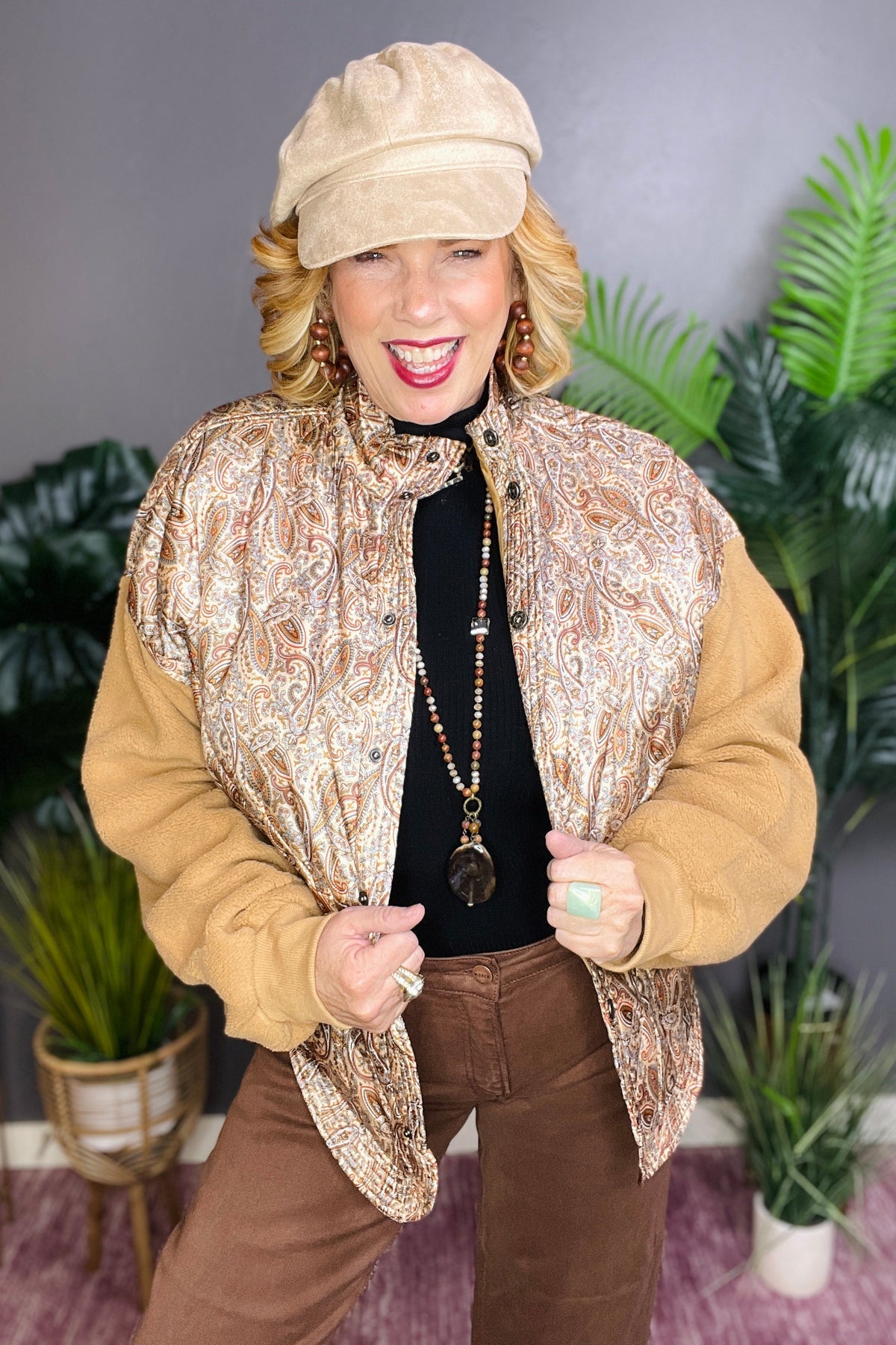 Paisley All The Way Camel Sleeve Jacket - OT078CA