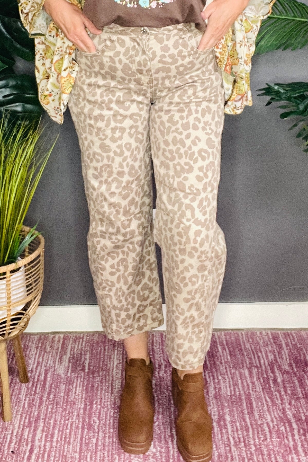 Eden Leopard Print High-Waisted Cropped Jeans