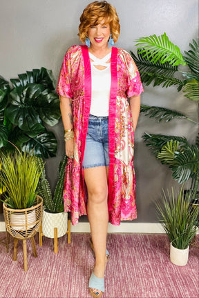 Now And Then Pink Boho Kimono - OT148PK