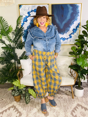 Cozy In Check Mustard Pants - P170MS