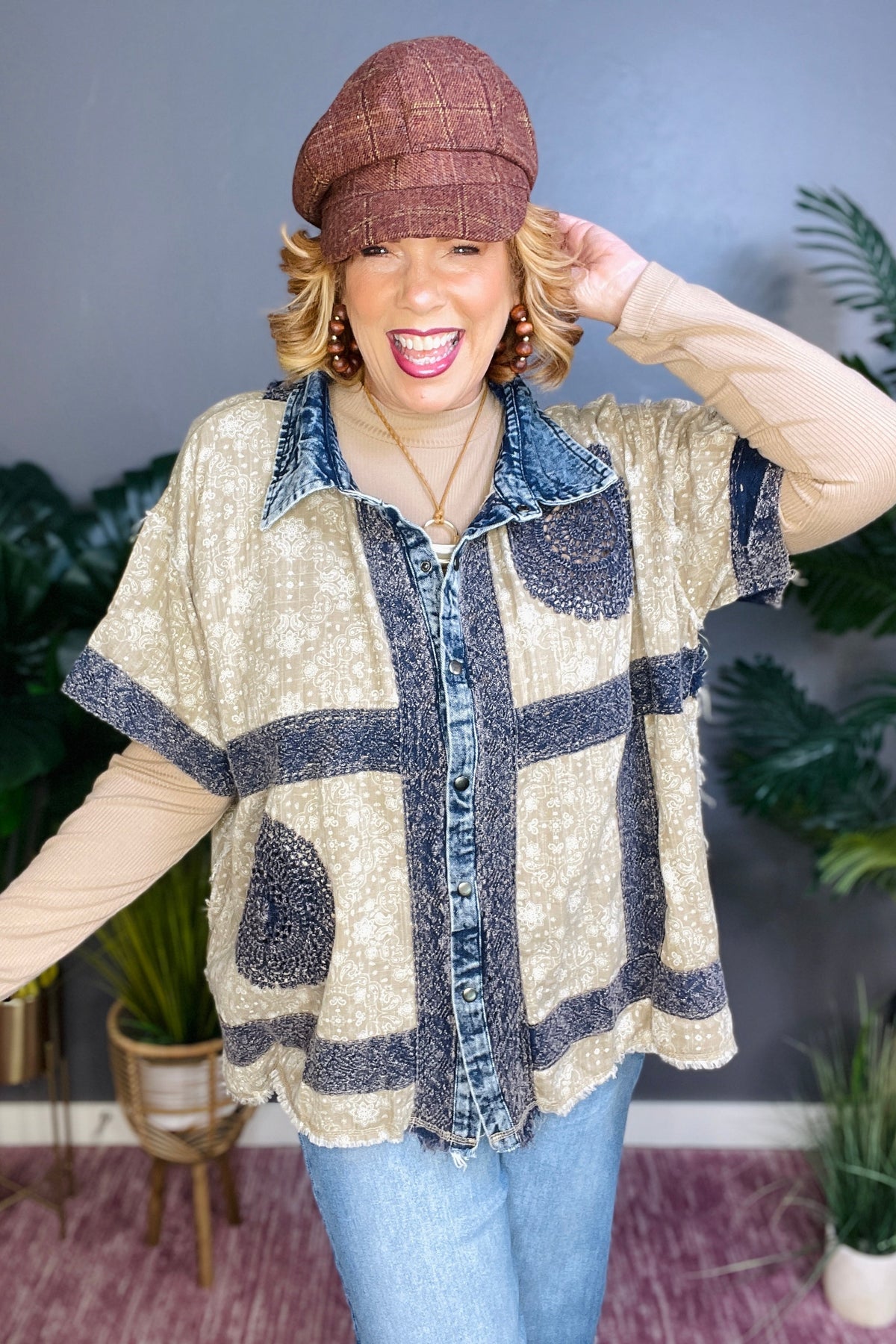 Free Spirit Denim Boho Top - S076DN