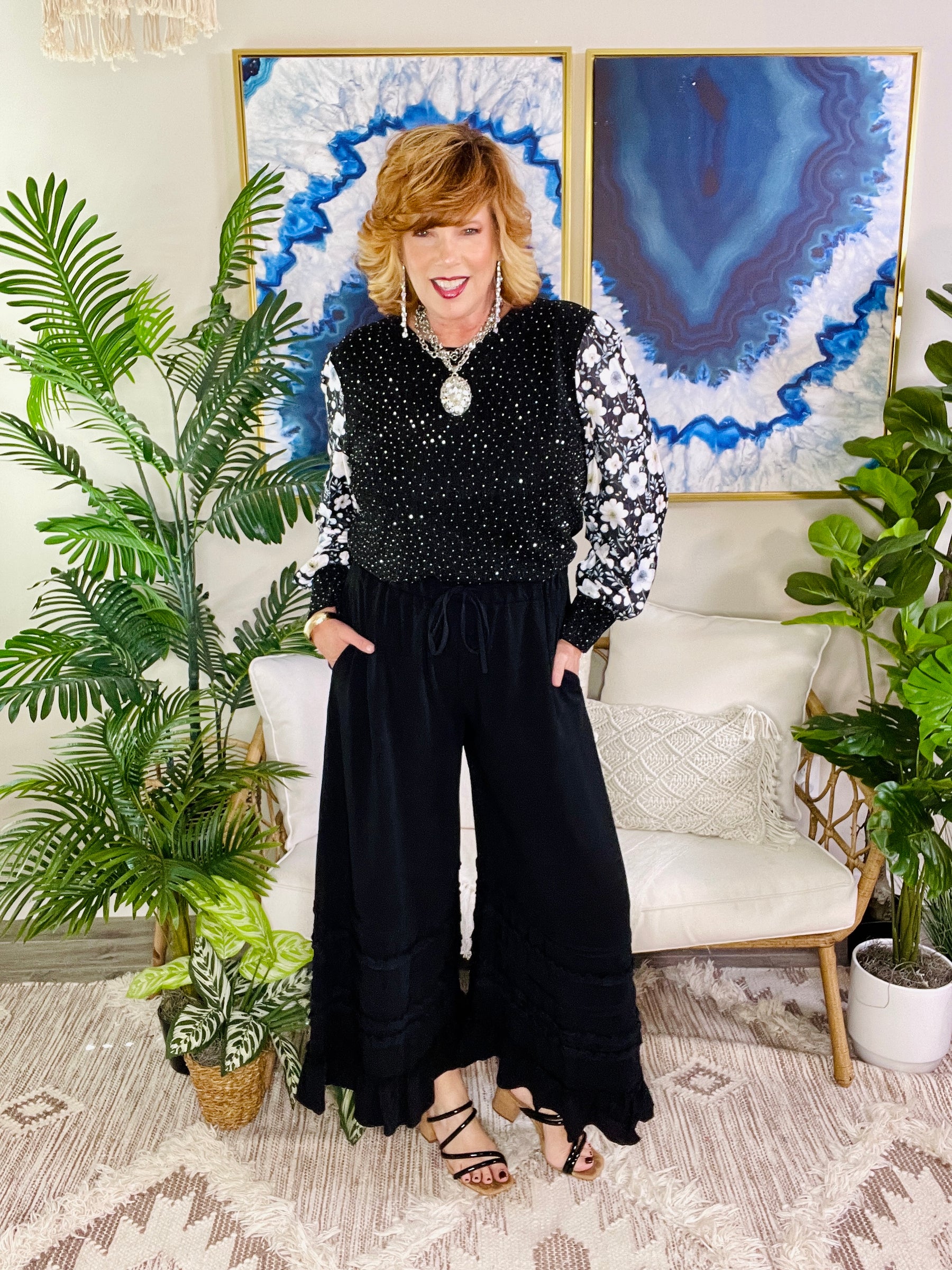Blooming With Bling Top - YF003BK