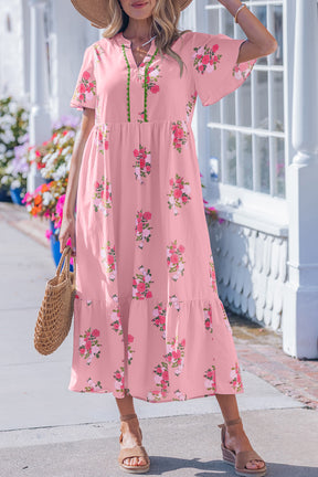 Resort Getaway Pink Floral Print Maxi Dress