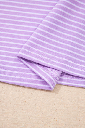 Let's Do This Purple Stripe Top And Shorts Set