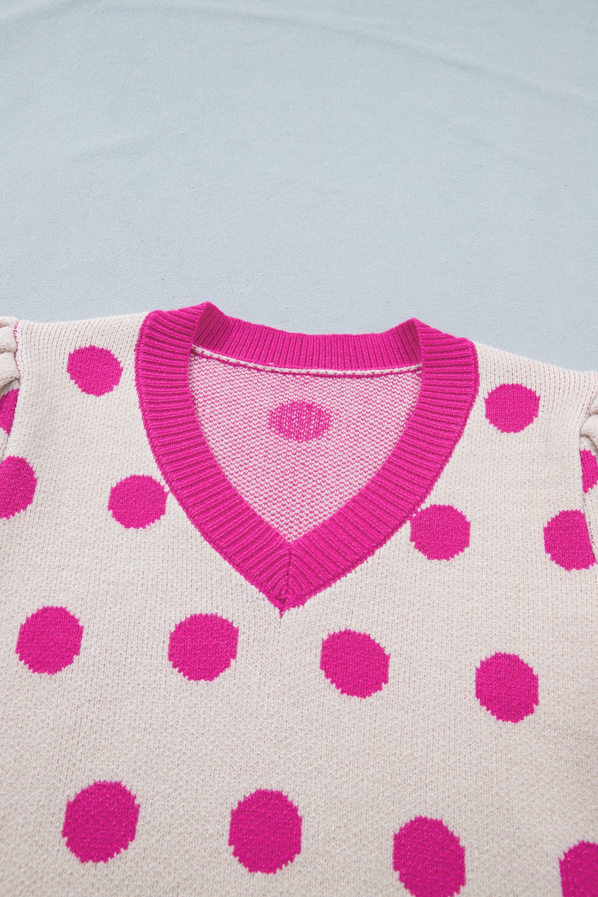 Haute Spot Pink Polka Dot Sweater Top
