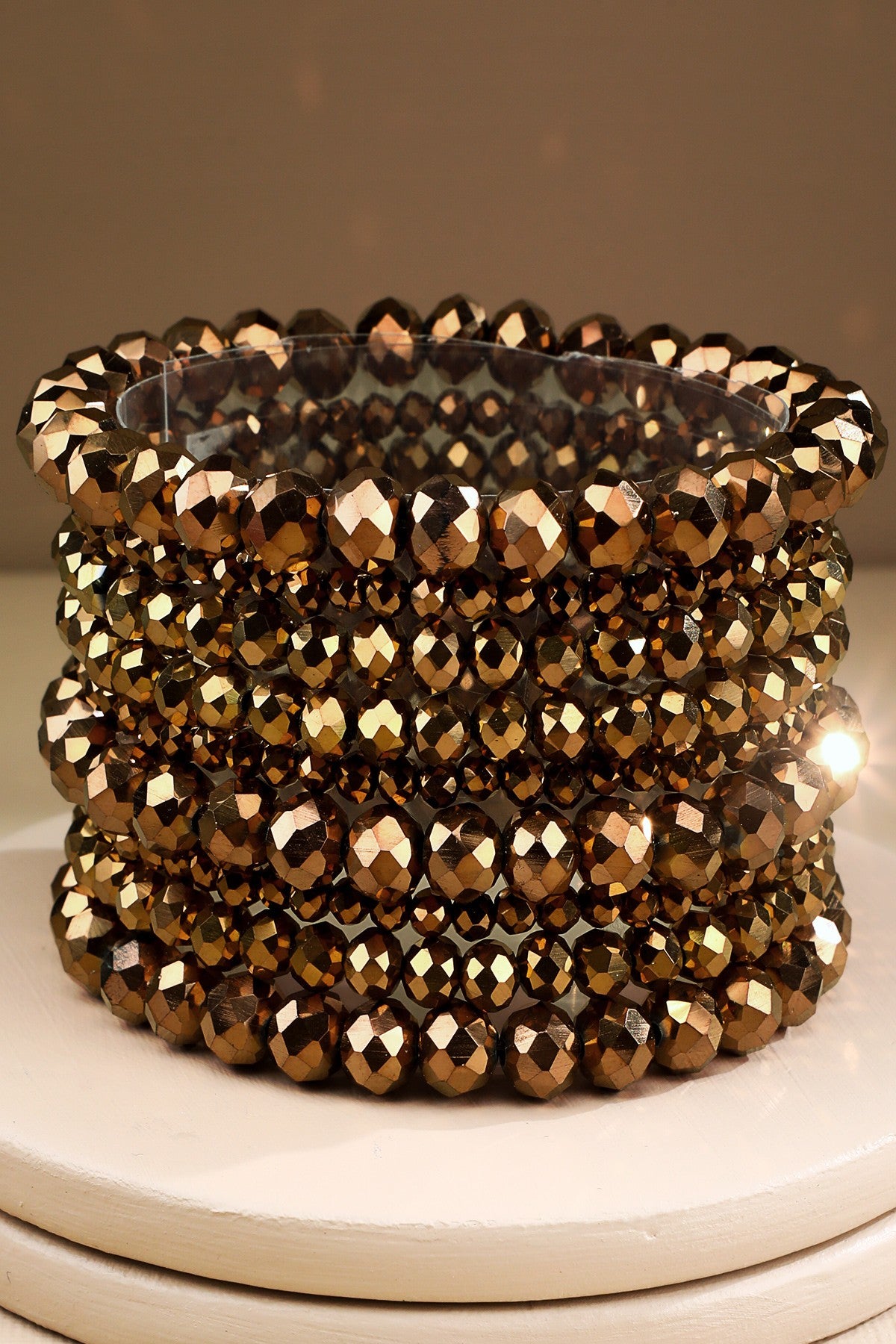 Bronze Glass Bead 9 Strand Bracelet - B049BZ