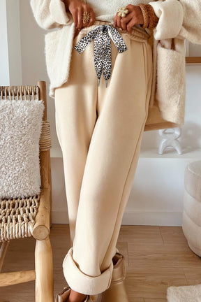 Comfort In Style Oatmeal Fleece Lined Elastic Waist Pant