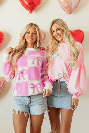 Simply BowTiful Checkered Sweater