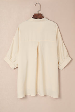 Basically Chic Apricot 3/4 Puff Sleeve Top