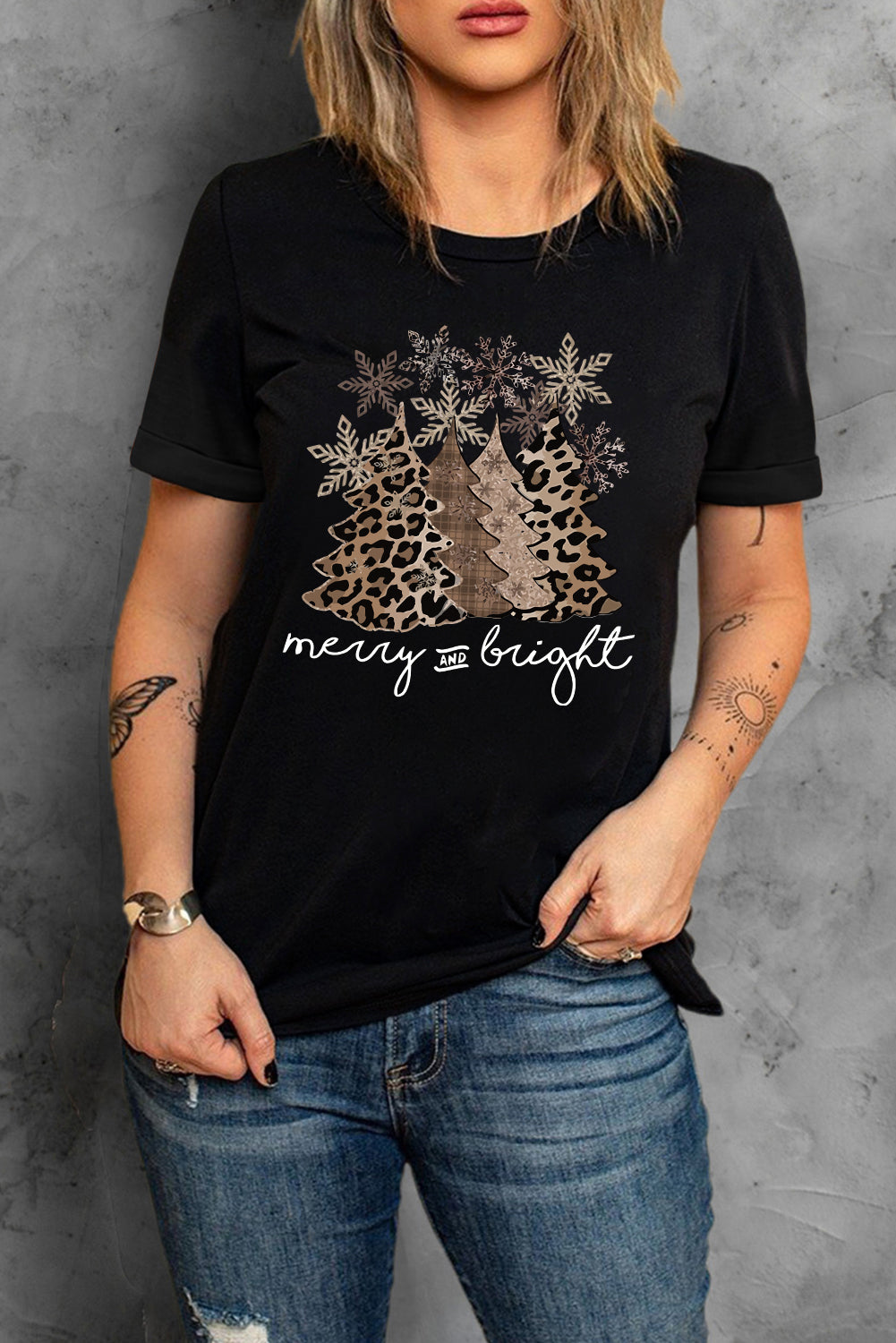 Leopard Christmas Tree Graphic Tee