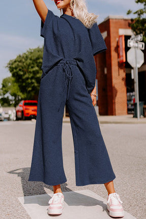 Set Things In Motion Navy Top and Drawstring Pants Set