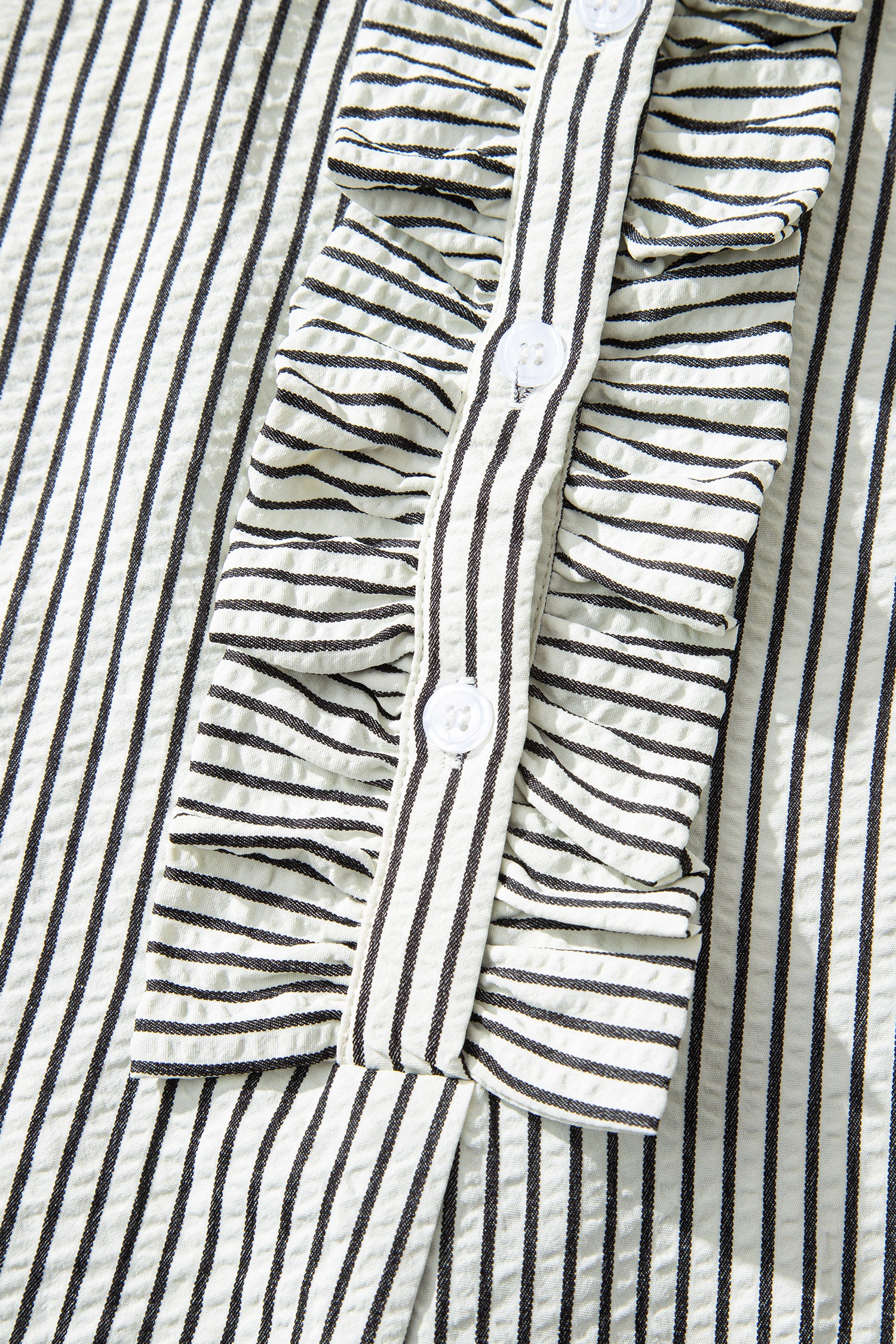 Country Charm Black Stripe Frilled Detail Dress