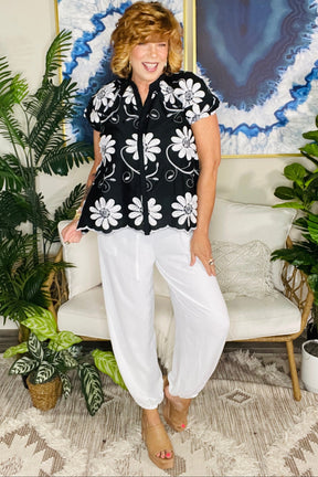 Blushing Blooms Black Top - S867BK