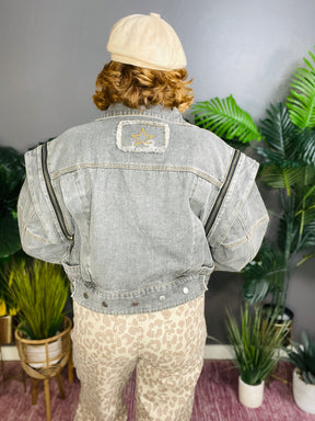 Get Your Motor Running Black Denim Jacket - OT135BK