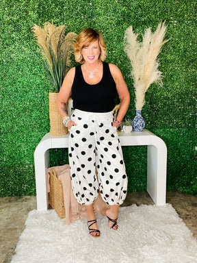 A Pop Of Dot Black And White Joggers - P051BW