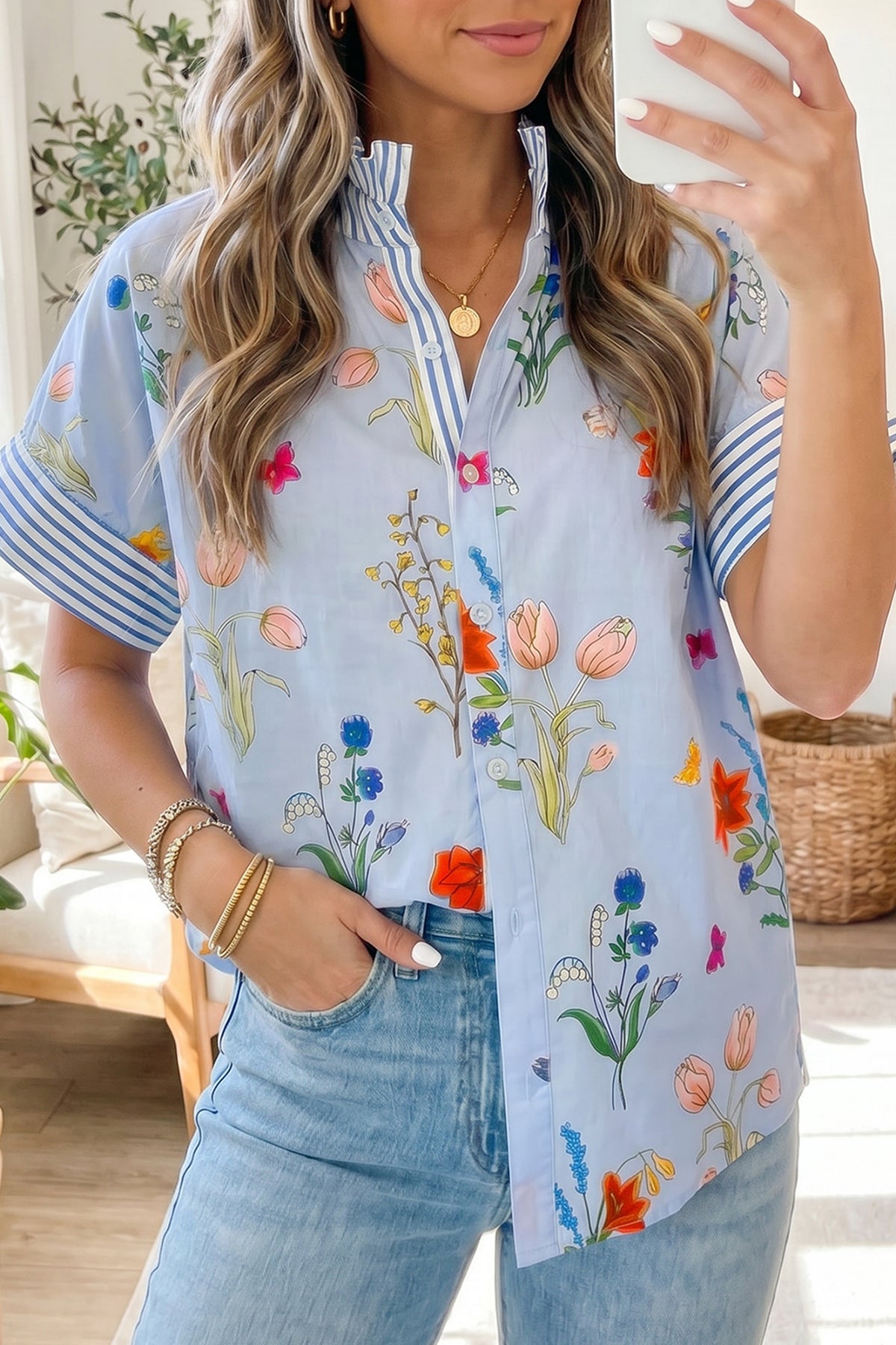 Soft Blooms And Sunset Top (2 Colors)