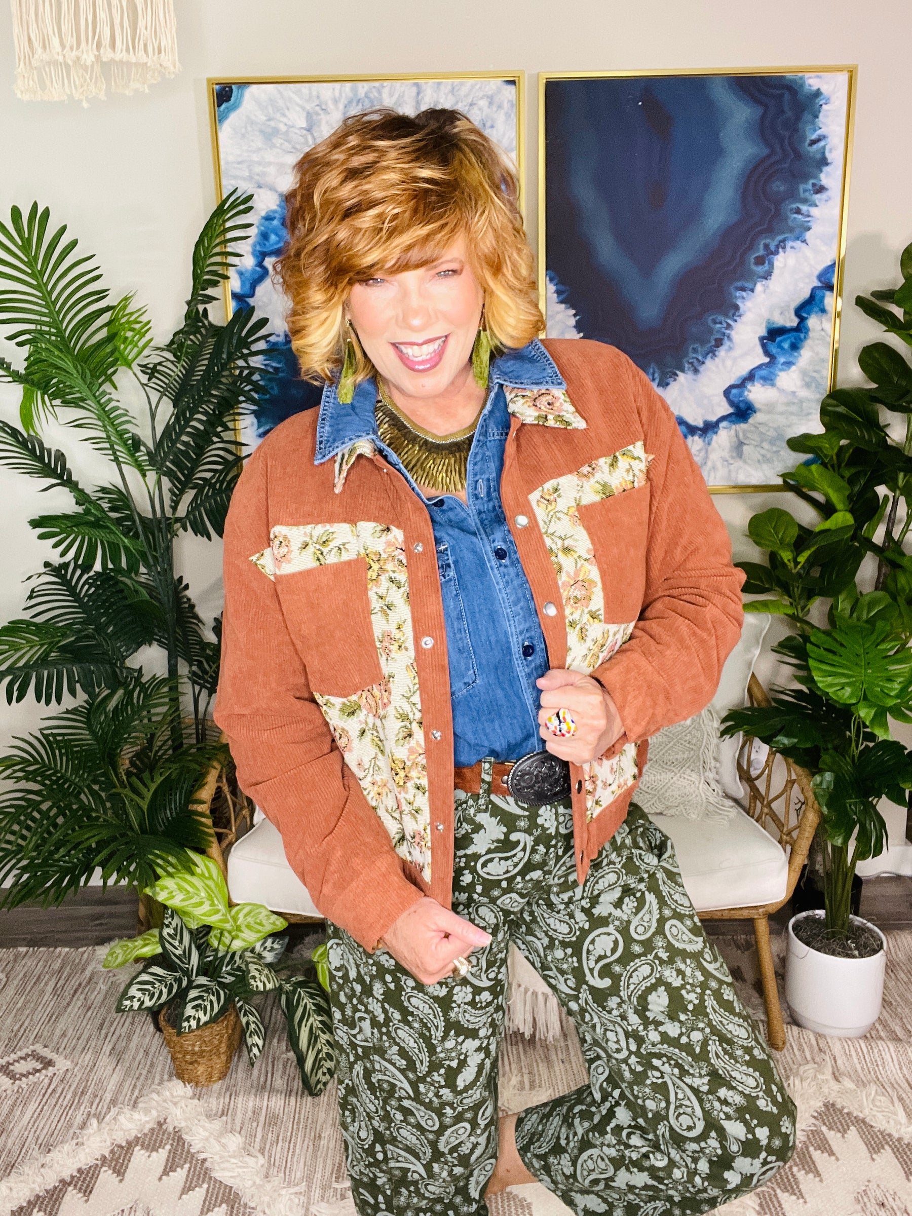 Autumn Bloom Ribbed Floral Jacket (3 Colors)