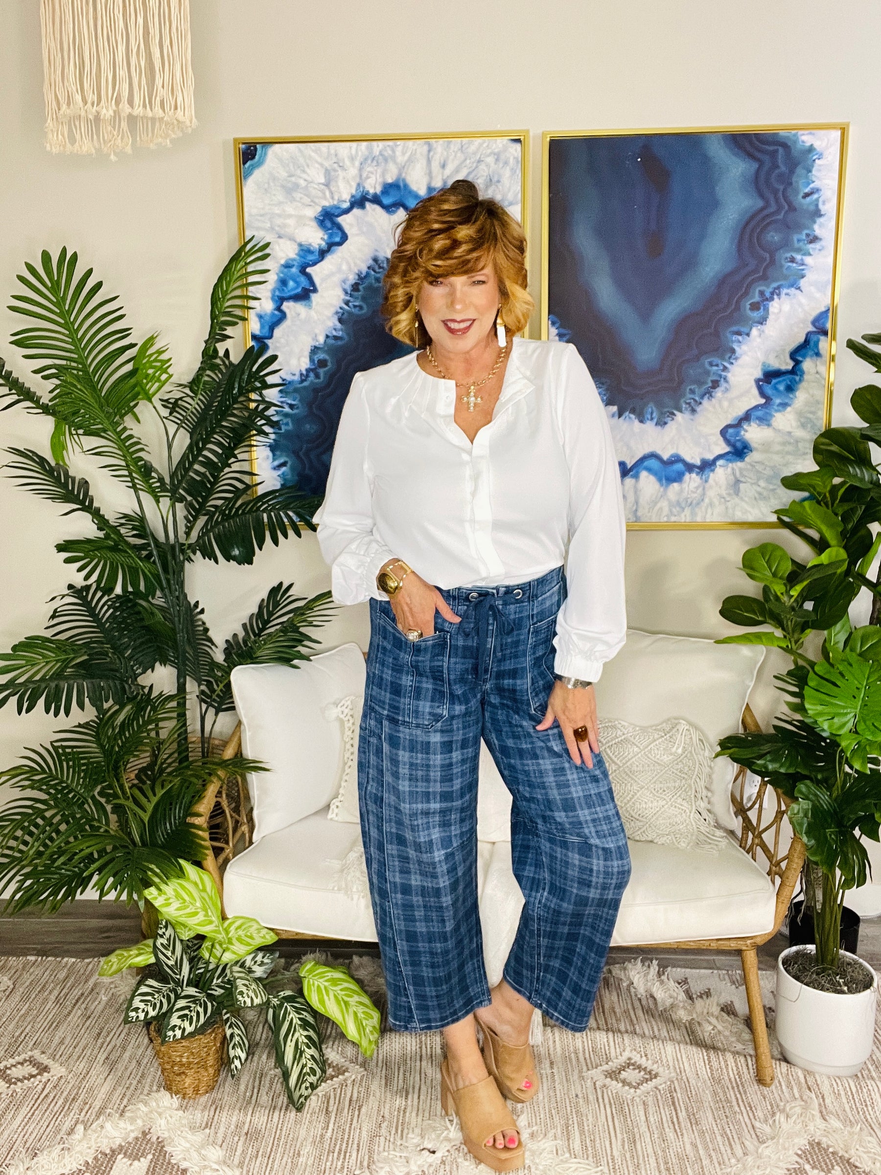 Plaid About You Barrel Jean - J087PLD