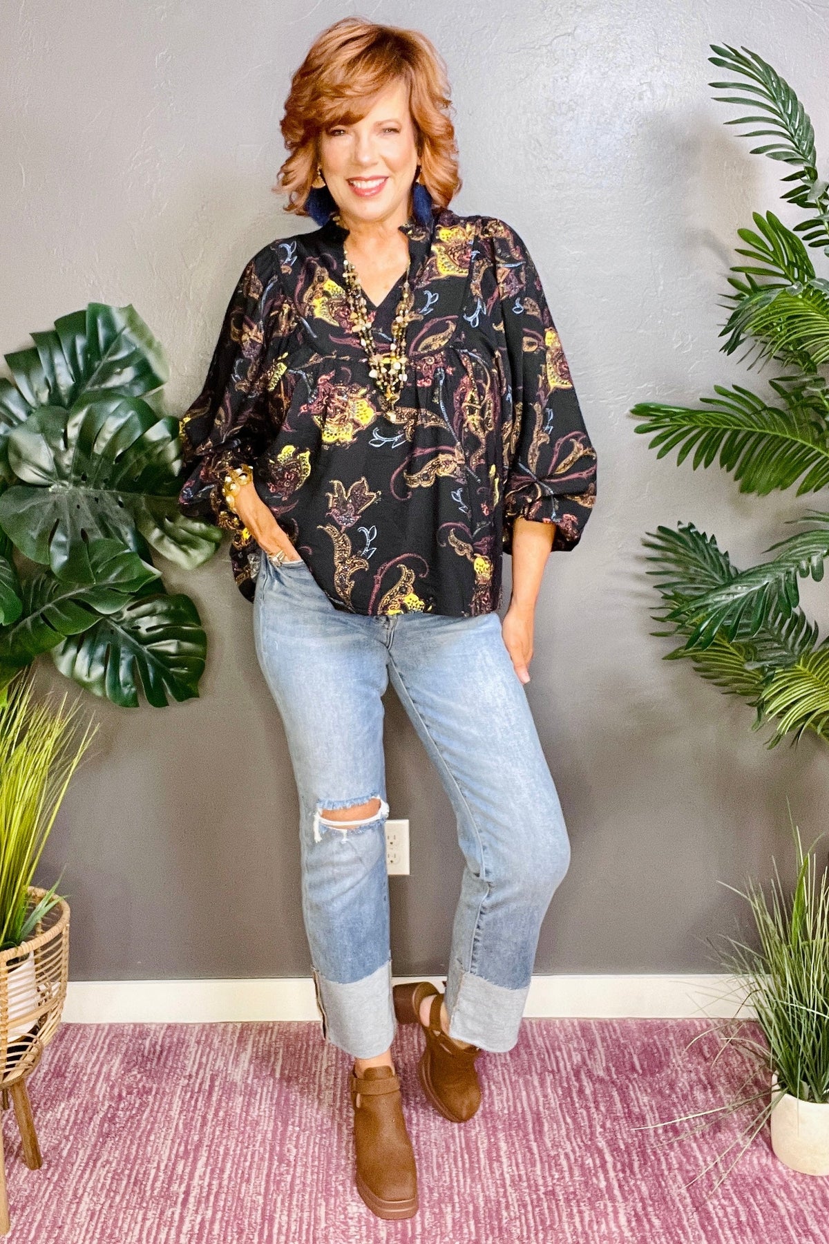 Paisley Obsessed Boho Top - S051BK
