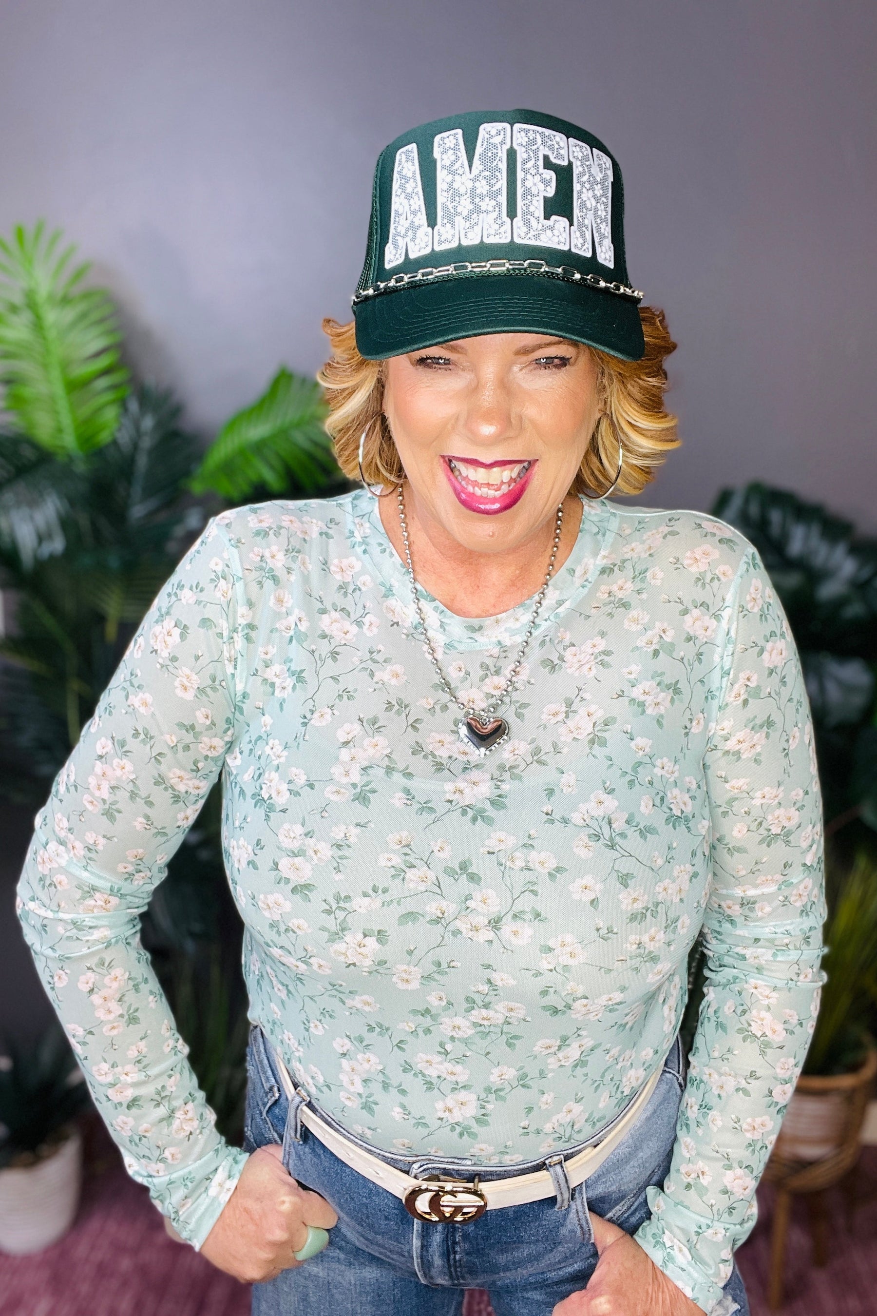 Amen Dark Green Trucker Hat - H002DG