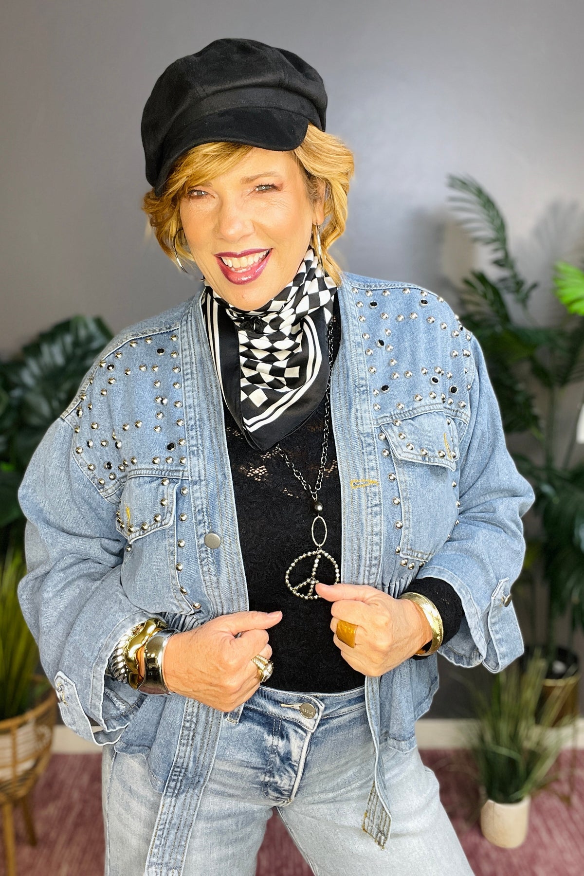 Chic In Denim Studded Jacket (2 Colors)