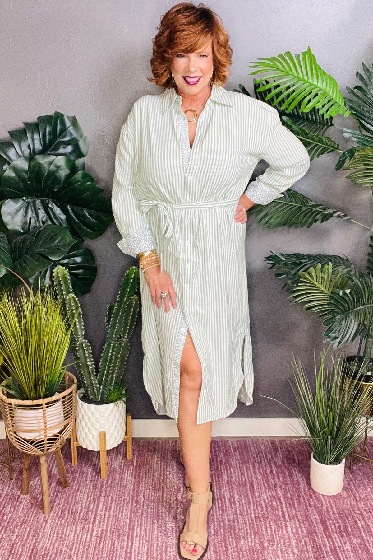 Coastal Cutie Sage Shirt Dress - DR080SG