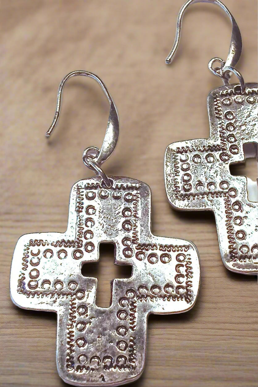 Silver Cross Earrings - E010SI