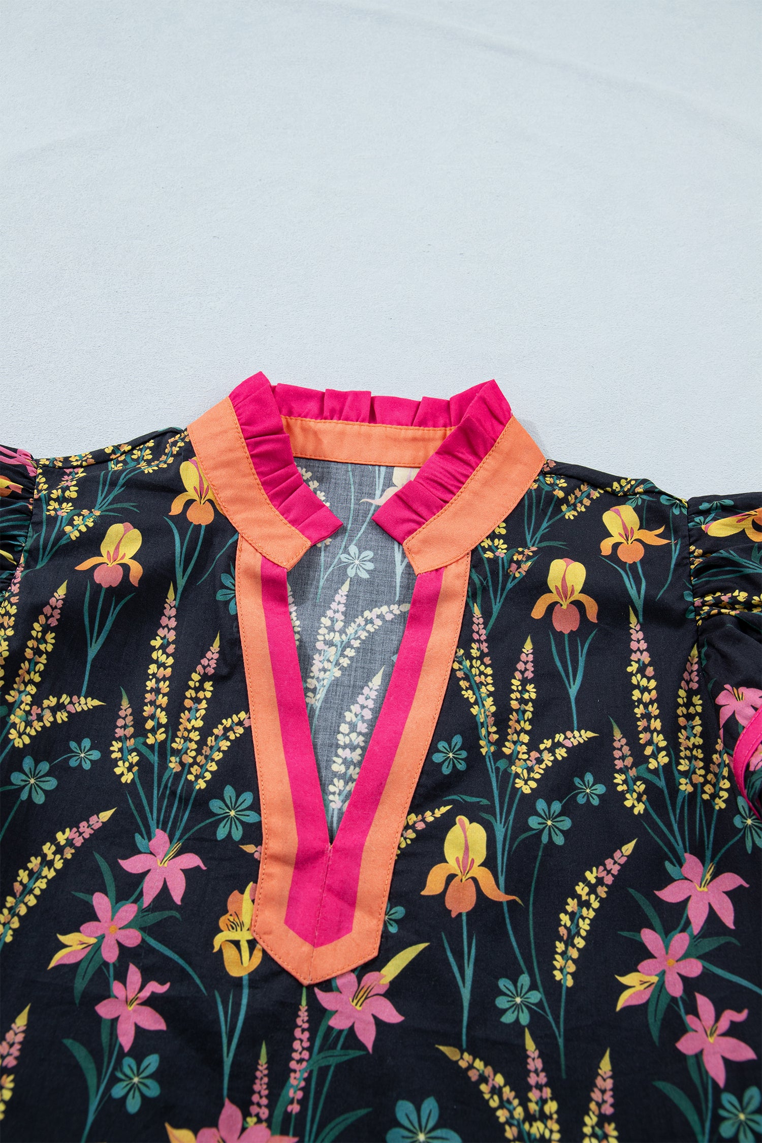 Vibrant Vibes Floral Print Ruffled Sleeve Top